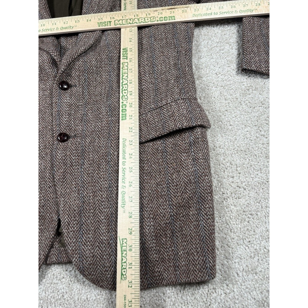 Vtg Harris Tweed Blazer Mens Brown Gray Herringbone Scottish Wool Sport Coat 44 - Picture 5 of 7